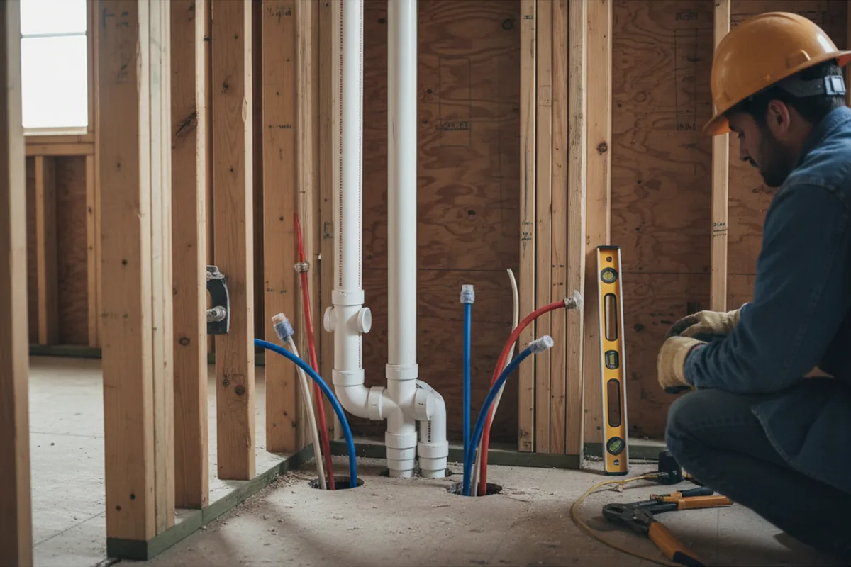 Drain and supply rough-in during Drain Cleaning in Reevesville